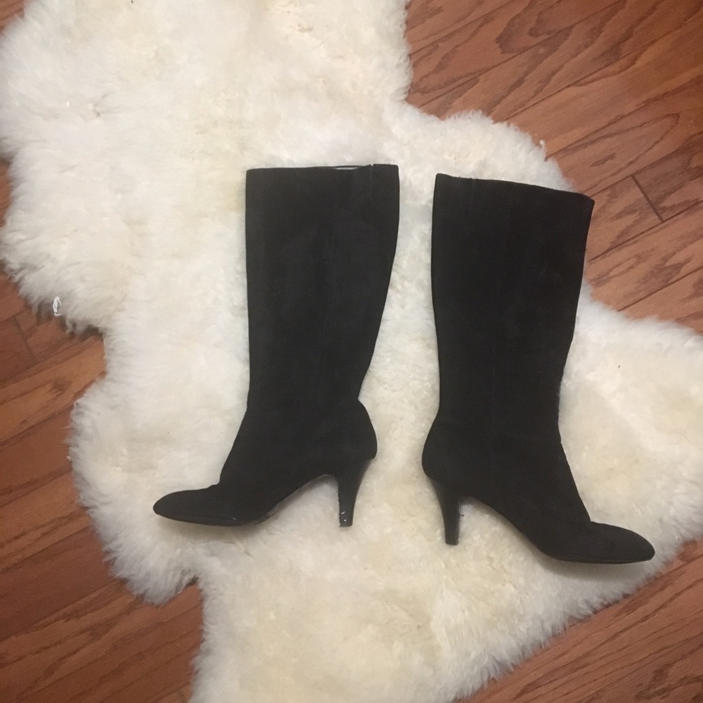 Banana Republic slouchy black suede boots. 10